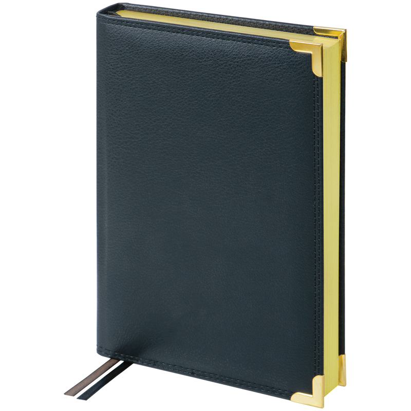 Ежедневник недатированный, А5, 160л., кожа, Delucci, фактурная кожа, золот. срез, черный - фото 1