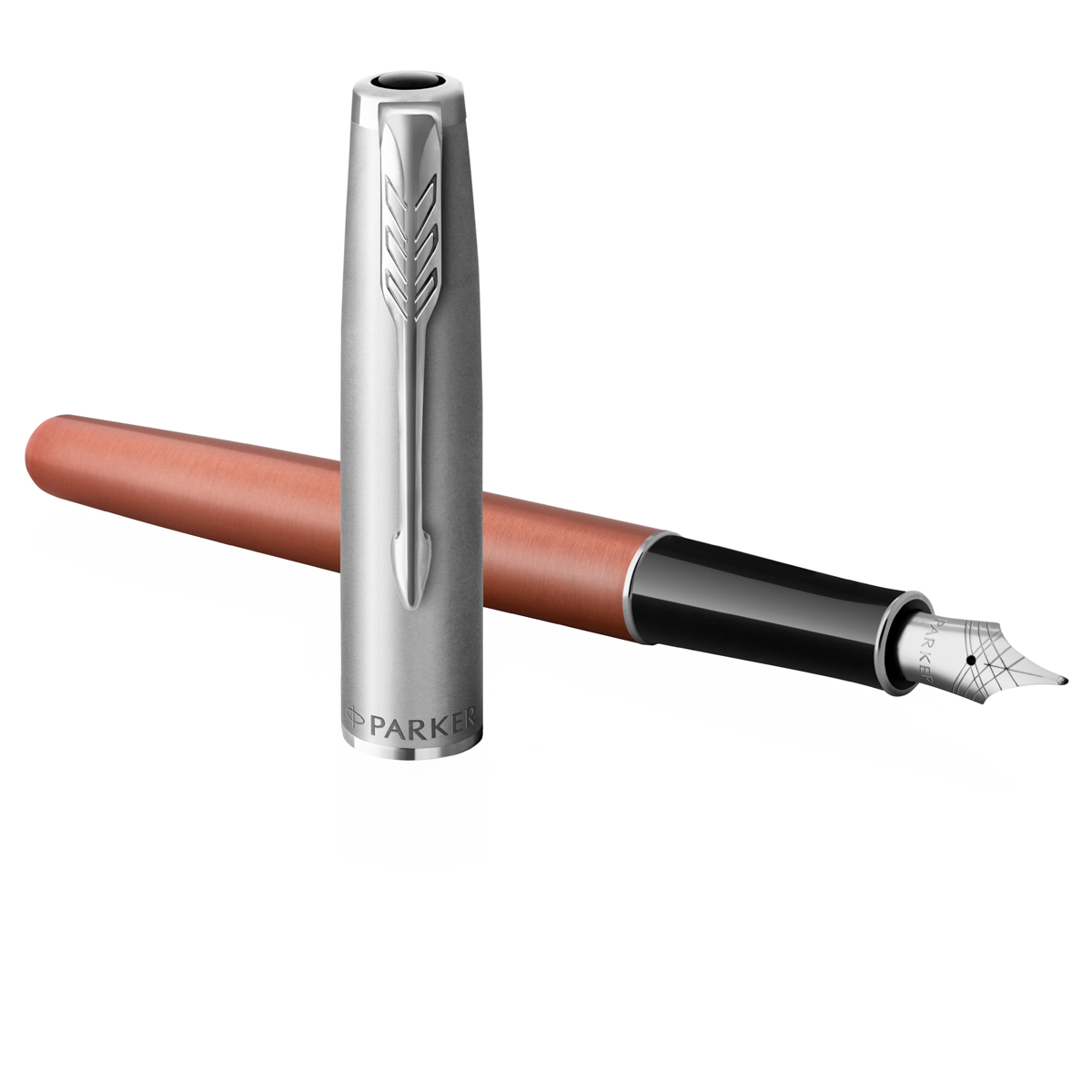 Ручка перьевая Parker "Sonnet Sand Blasted Metal&Orange Lacquer" черная, 0,8мм, подарочная упаковка - фото 1