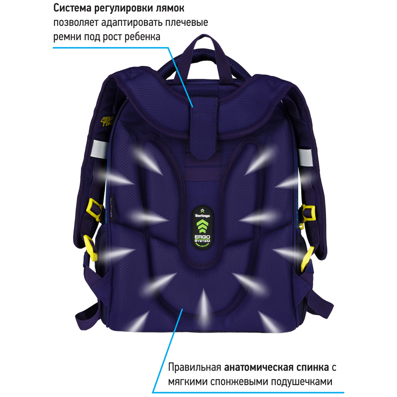 Ранец Berlingo Expert Max "Triangles" 37*28*16см, 2 отделения, анатомическая спинка, дождевик в комплекте - фото 4