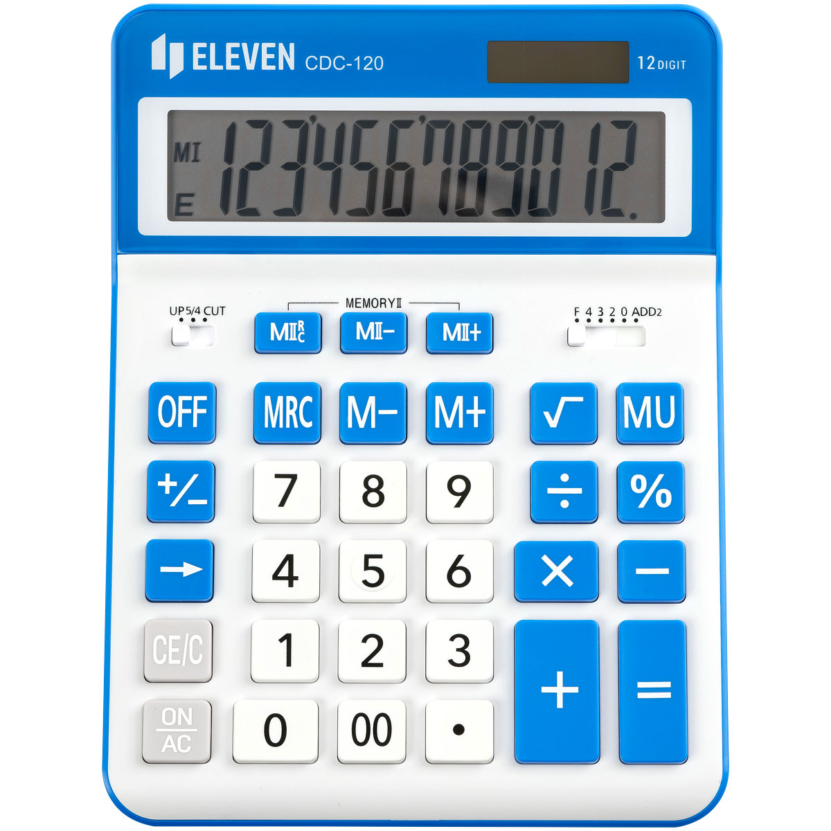 Калькулятор настольный Eleven CDC-120-WH/NV, 12 разрядов, двойное питание, 155*206*38мм, белый/темно-синий - фото 2