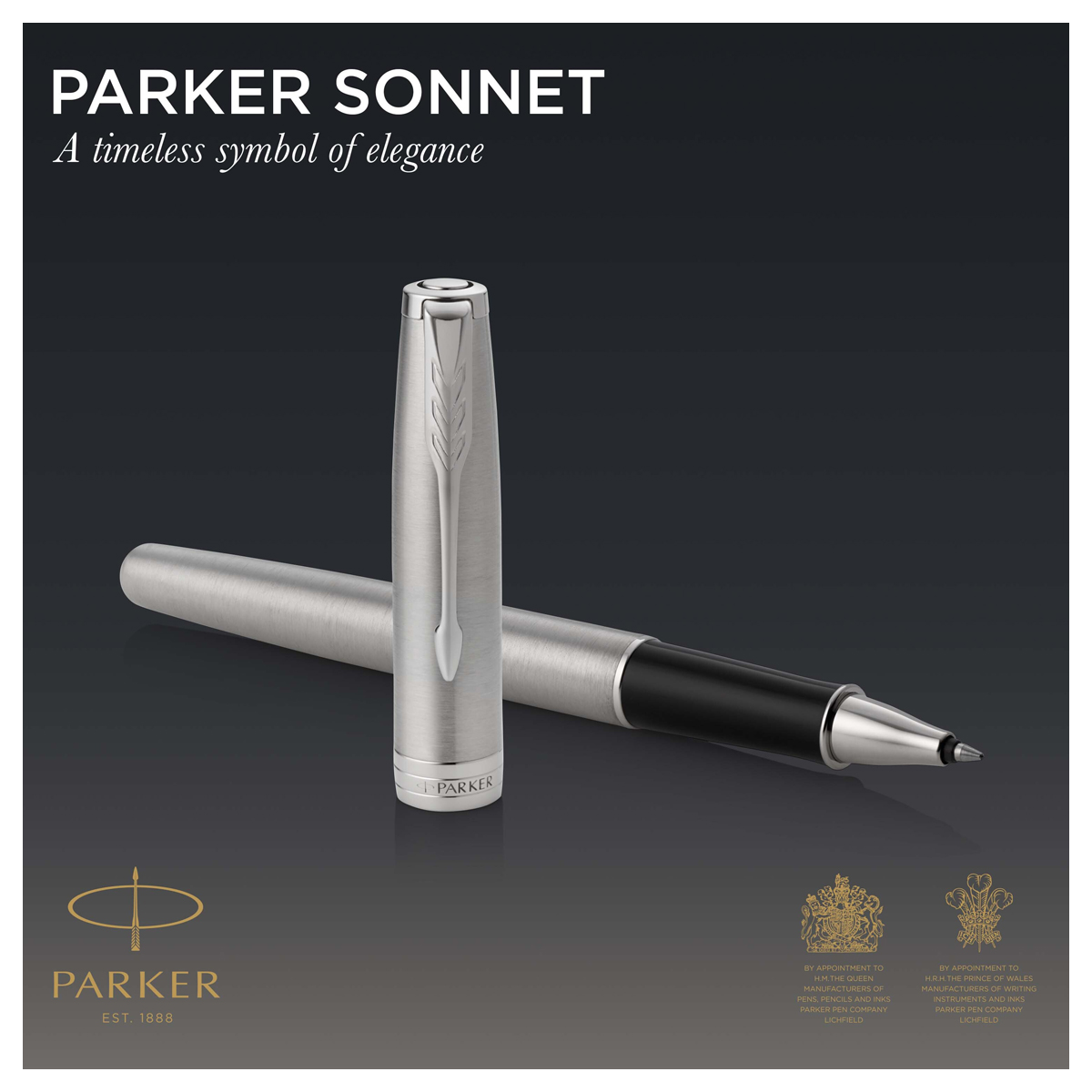 Ручка-роллер Parker "Sonnet Stainless Steel CT" черная, 0,8мм, подарочная упаковка - фото 2