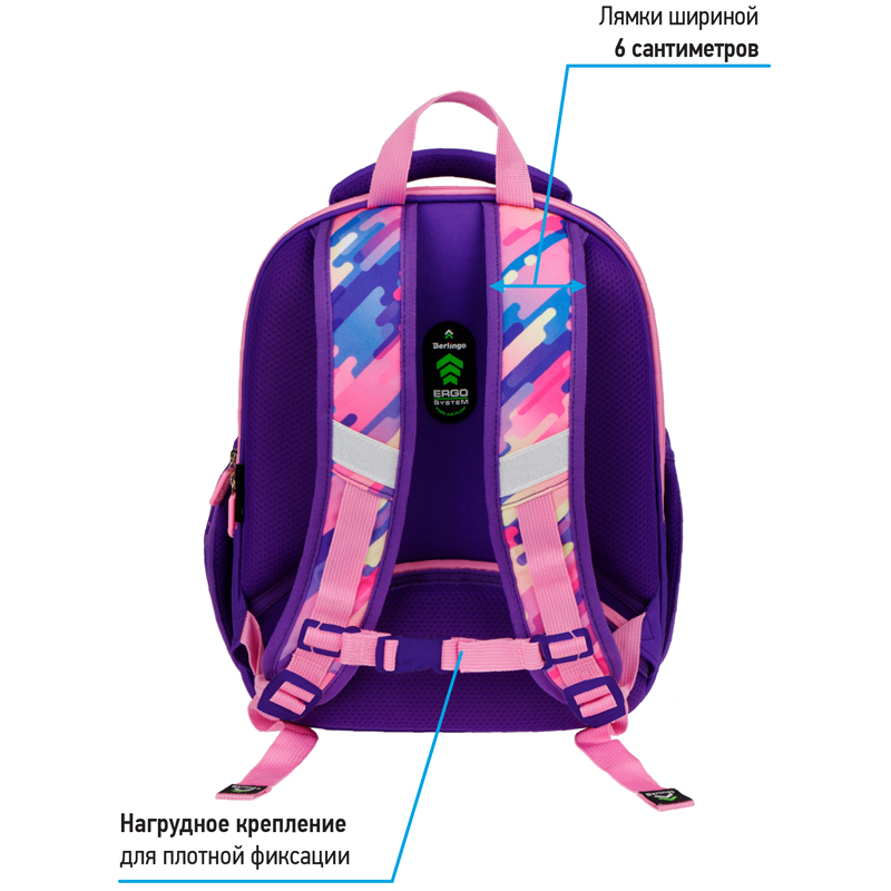 Ранец Berlingo Profi "Color the world" 36*28*14см, 2 отделения, 4 кармана, анатомическая спинка - фото 6