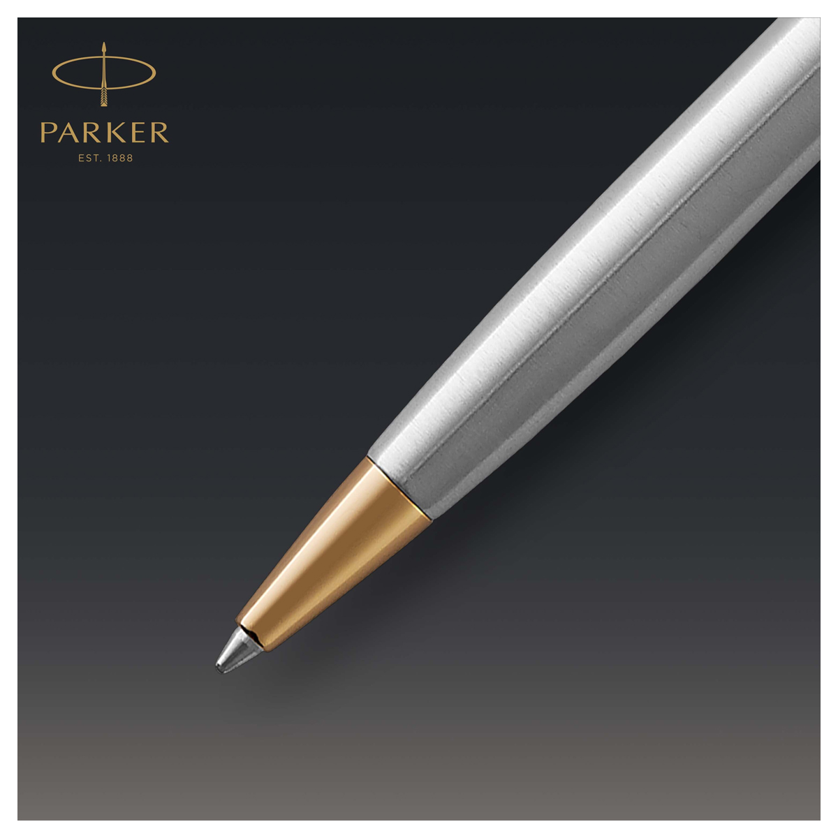 Ручка шариковая PARKER "Sonnet Core Stainless Steel GT", корпус серебро, позолота, черная, 1931507 - фото 4