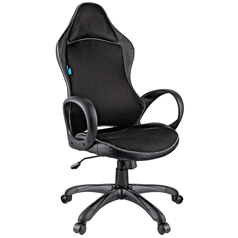 Кресло игровое Helmi HL-S02 "Virage", экокожа/ткань черная - фото 1