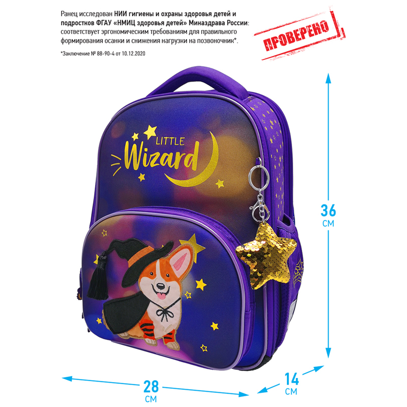 Ранец Berlingo Profi "Little wizard" 36*28*14см, 2 отделения, 4 кармана, анатомическая спинка - фото 2