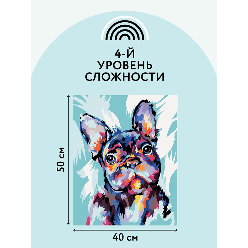 Картина по номерам на холсте ТРИ СОВЫ "Яркий французский бульдог", 40*50, с акриловыми красками и кистями - фото 3
