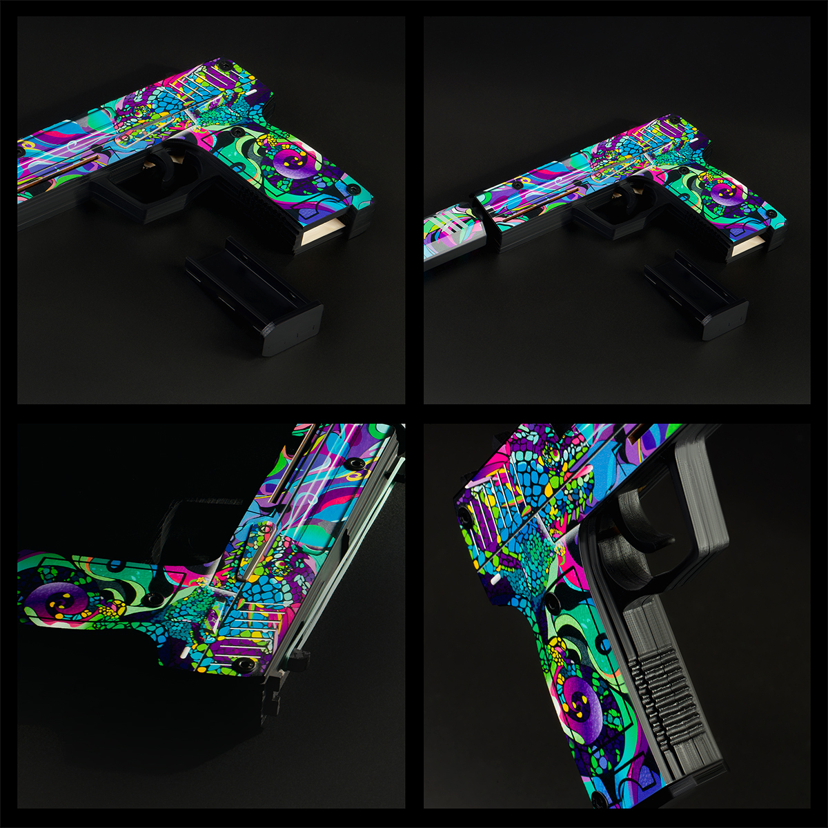 Пистолет деревянный ТРИ СОВЫ USP-S, серия легендарный, "Хамелеон", подложка ХДФ с европодвесом, термоусадка - фото 9