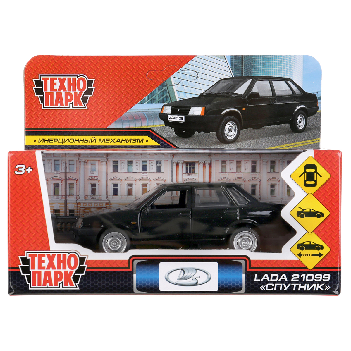 Машина игрушечная Технопарк "Lada-21099. Спутник", LADA, металл., 12см, черный, инерционная, с подвижными элементами - фото 1