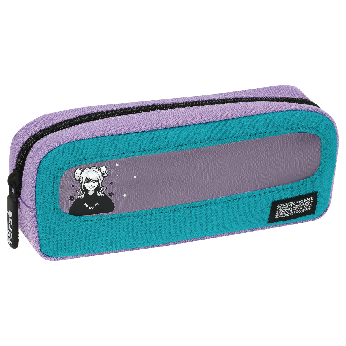 Пенал мягкий с прозрачным окошком, 1 отделение, 205*80*50 F?rst "Cool girl", текстиль с ПВХ - фото 1