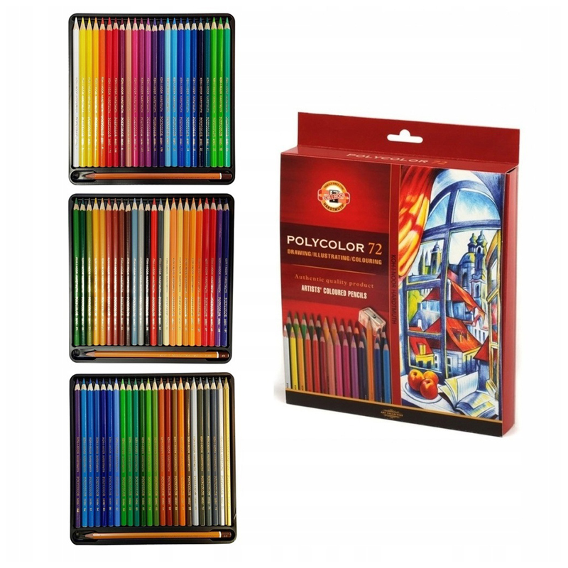 Карандаши цветные художественные Koh-I-Noor "Polycolor 3837", 72цв., заточен.+ 2 точилки+3 ч/гр. кар. 1500, картон, европодвес - фото 2