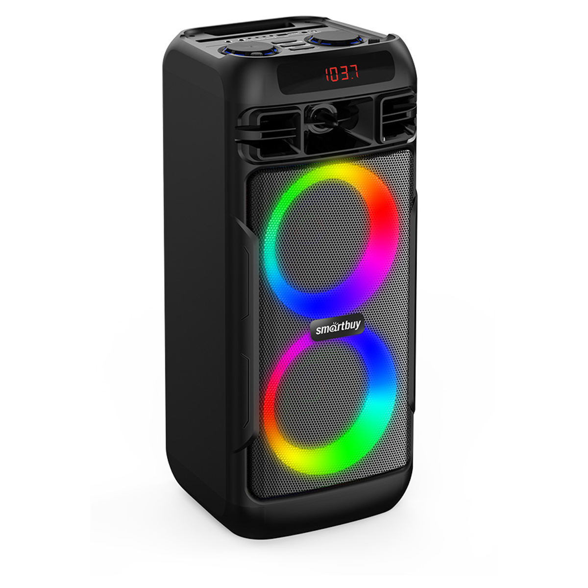 Колонка портативная Smartbuy MEGA BOOM II, 50Вт, Bluetooth, MP3, FM-радио, micro SD, 2 микрофона, пульт, подстветка, черный - фото 5