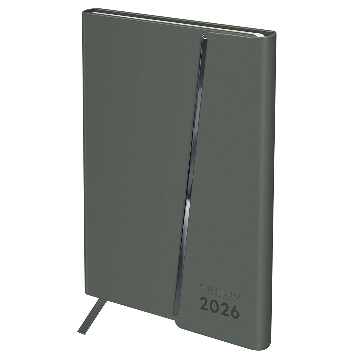 Ежедневник датированный 2026г., А5, 176л., твердый переплет, кожзам Soft touch, BG "Magnet. Grey", серый, магнитный клапан - фото 1