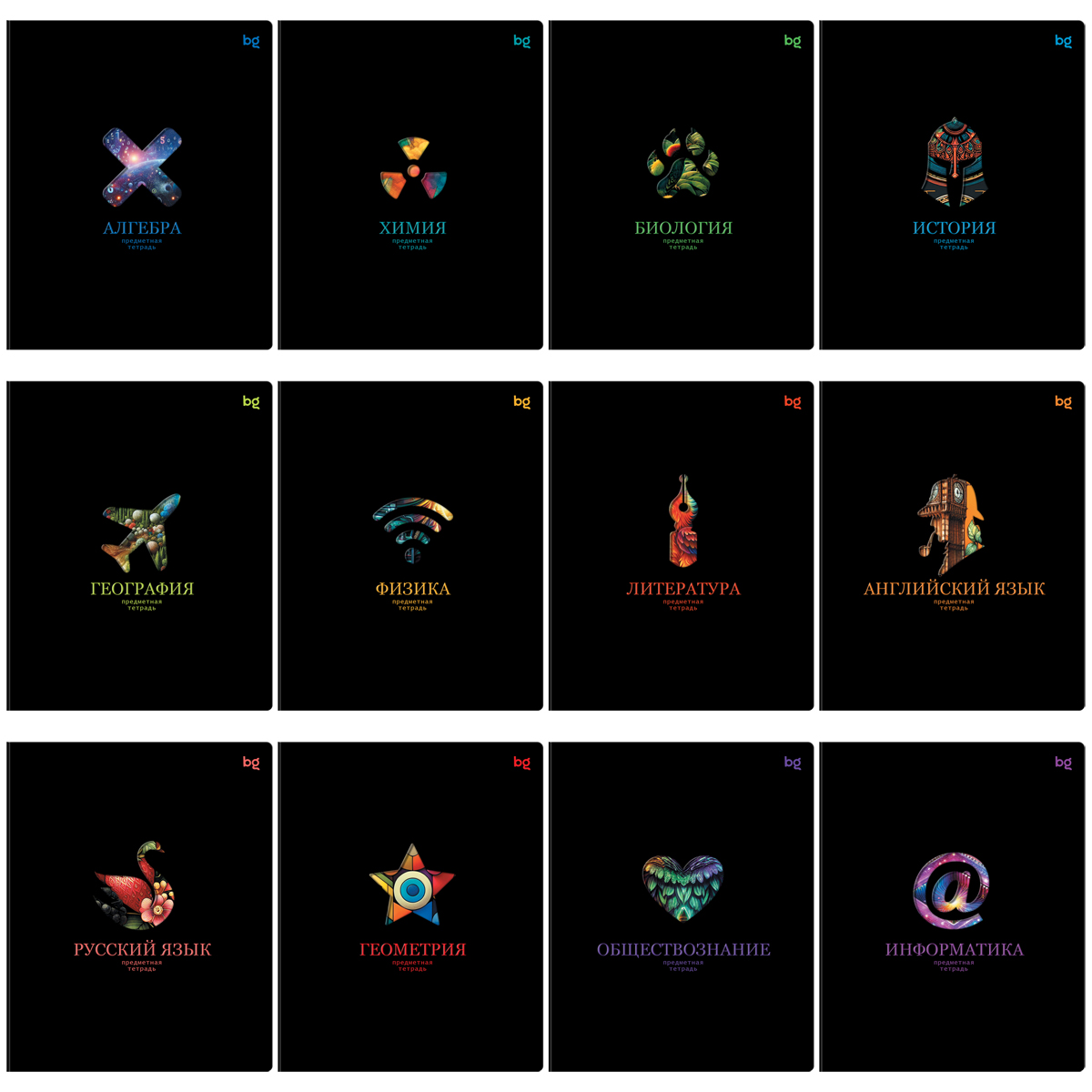 Комплект (12 шт.) предметных тетрадей 48л. BG "Информационное поле", soft-touch ламинация, выб. лак - фото 2