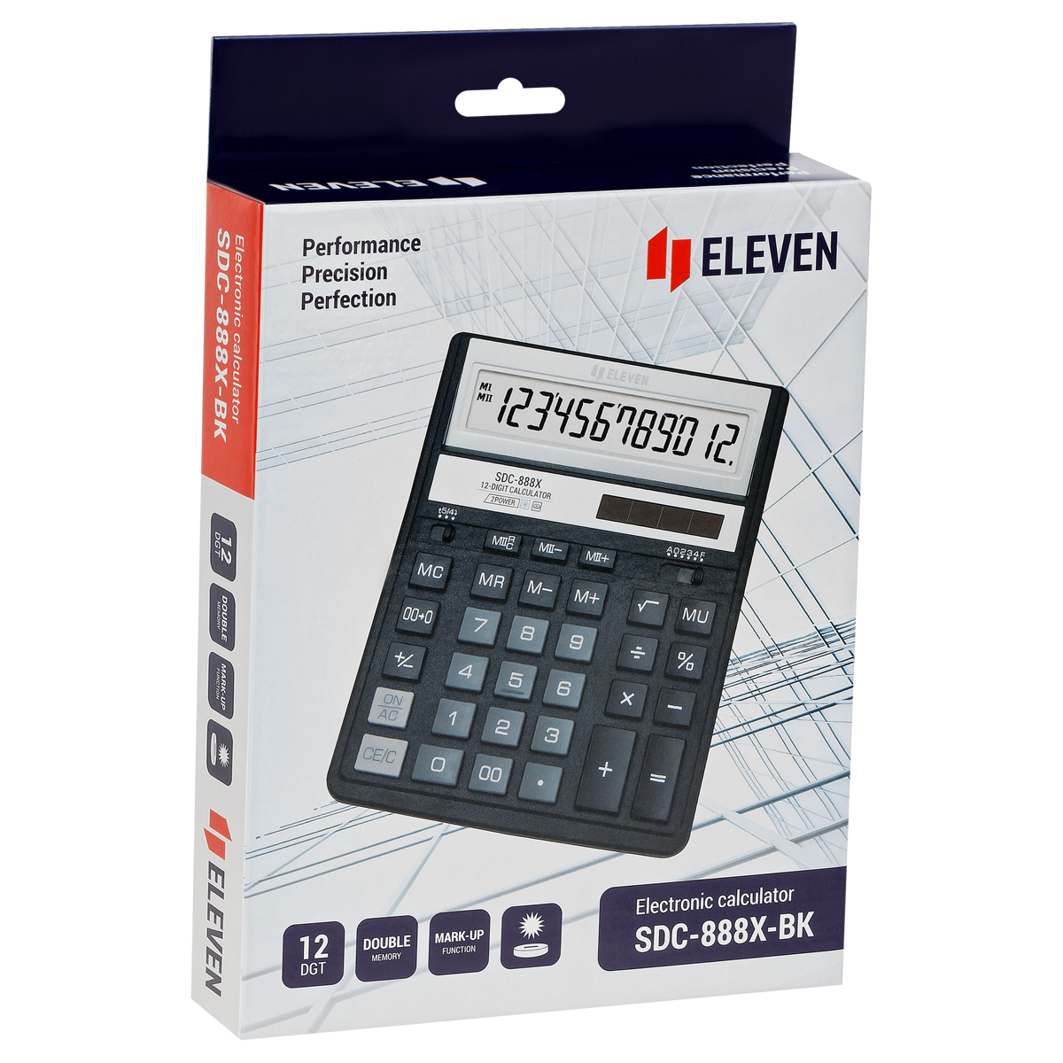 Калькулятор настольный Eleven SDC-888X-BK, 12 разрядов, двойное питание, 158*203*31мм, черный - фото 6