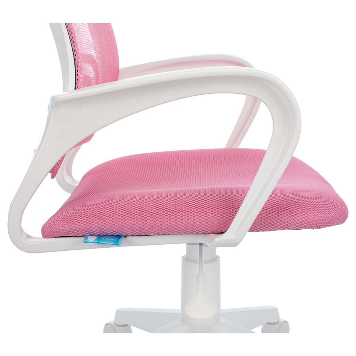 Кресло оператора Helmi HL-M95 R (W695) "Airy", спинка сетка розовая/сиденье ткань TW розовая, пиастра, пластик белый - фото 7