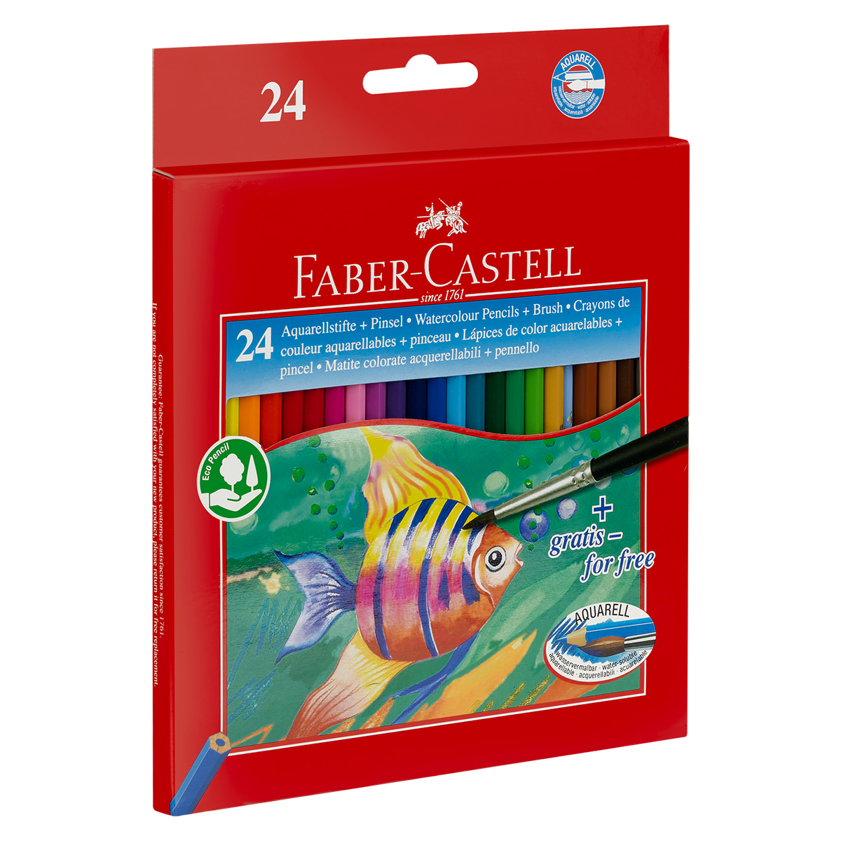 Карандаши акварельные Faber-Castell, 24цв+кисть, картон, европодвес - фото 9