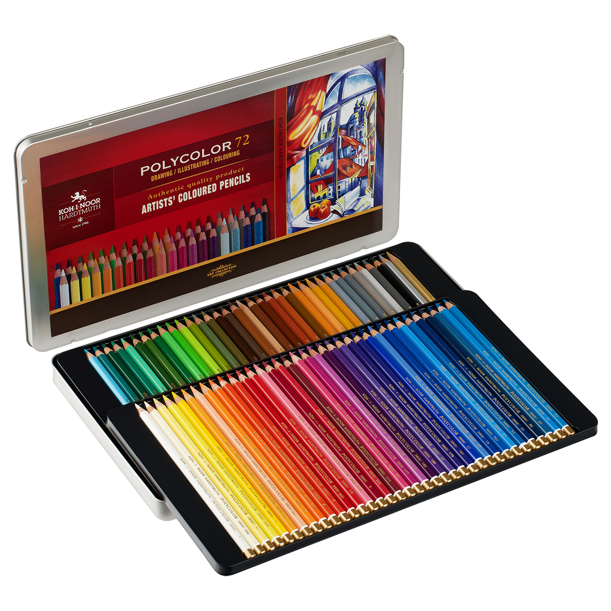 Карандаши цветные художественные KOH-I-NOOR "Polycolor", 72 цвета, 3,8 мм, металлическая коробка, 3827072001PL - фото 3
