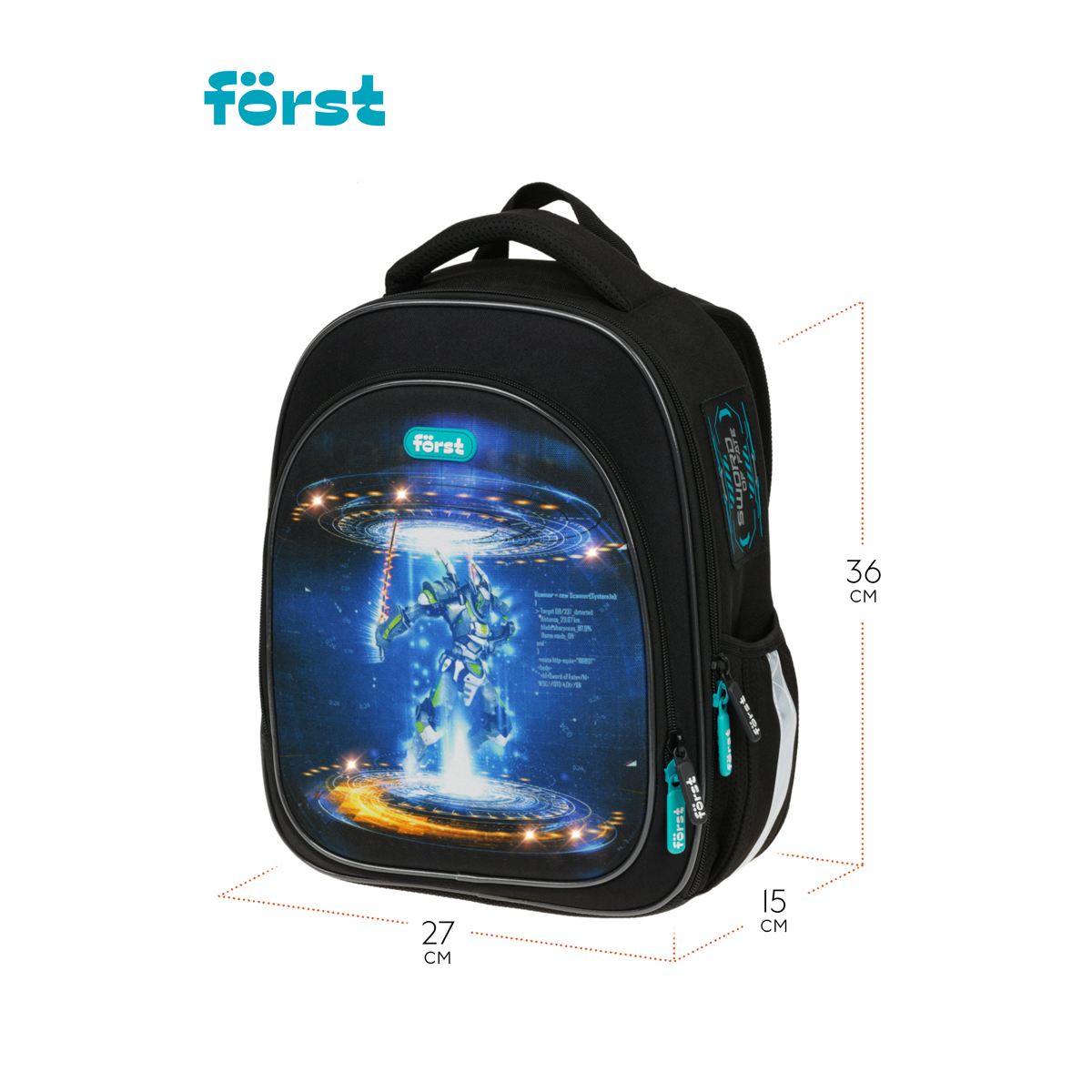 Ранец F?rst F-LIGHT "Neo future" 37*28*16см, 2 отделения, 2 кармана, анатомическая спинка - фото 3