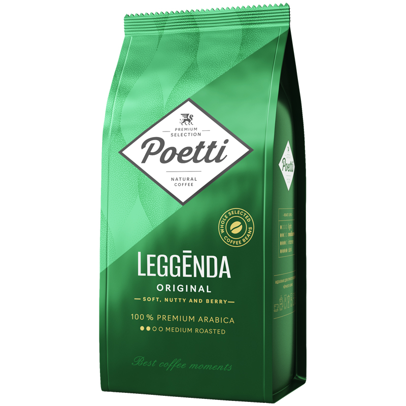 Кофе в зернах Poetti "Leggenda Original", вакуумный пакет, 1кг - фото 1