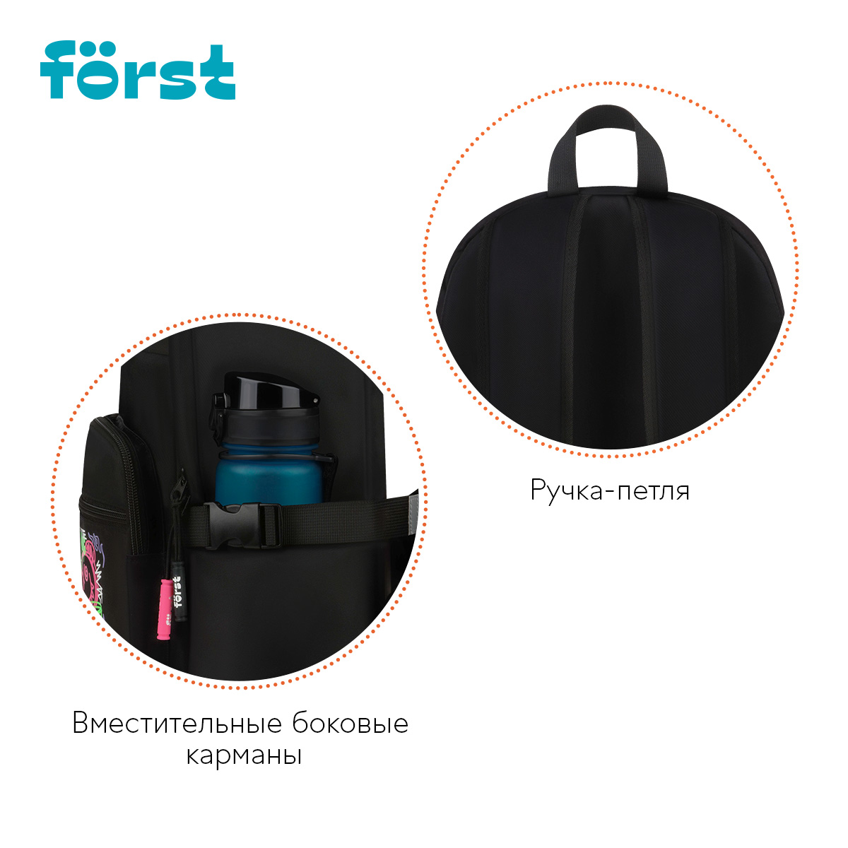 Рюкзак F?rst F-Teens "Crazy Emoji" 40*28*15см, 1 отделение, 7 карманов, уплотненная спинка - фото 6