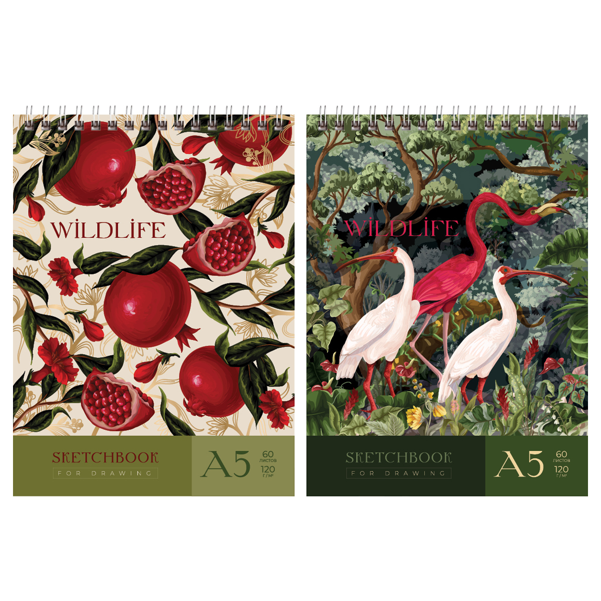 Скетчбук 60л., А5 BG "Тропики", на гребне, глянцевая ламинация, 120г/м2 - фото 1