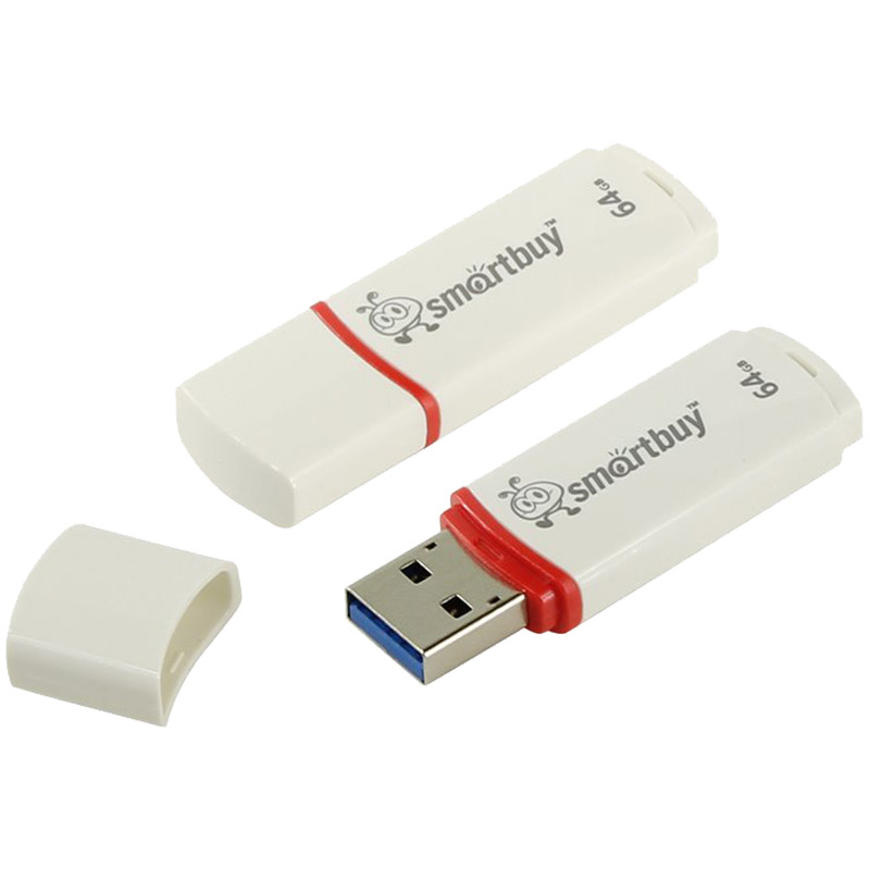Флеш-память Smartbuy Crown, 64Gb, USB 2.0, бел, SB64GBCRW-W - фото 1