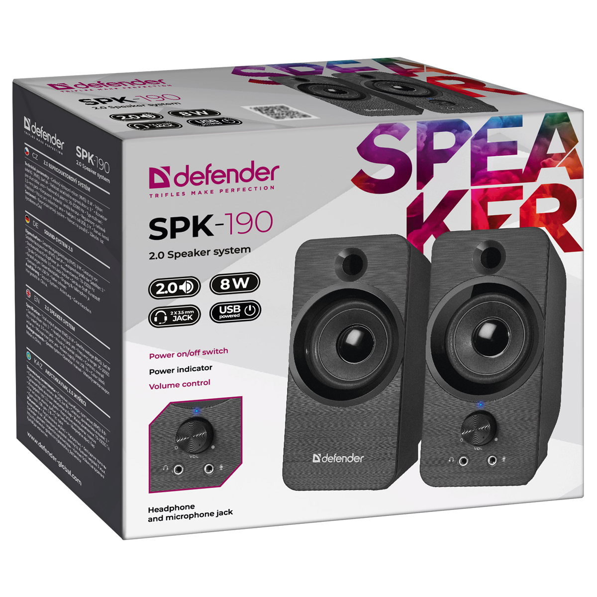 Колонки Defender SPK-190, 2*4W, питание от USB, черный - фото 4