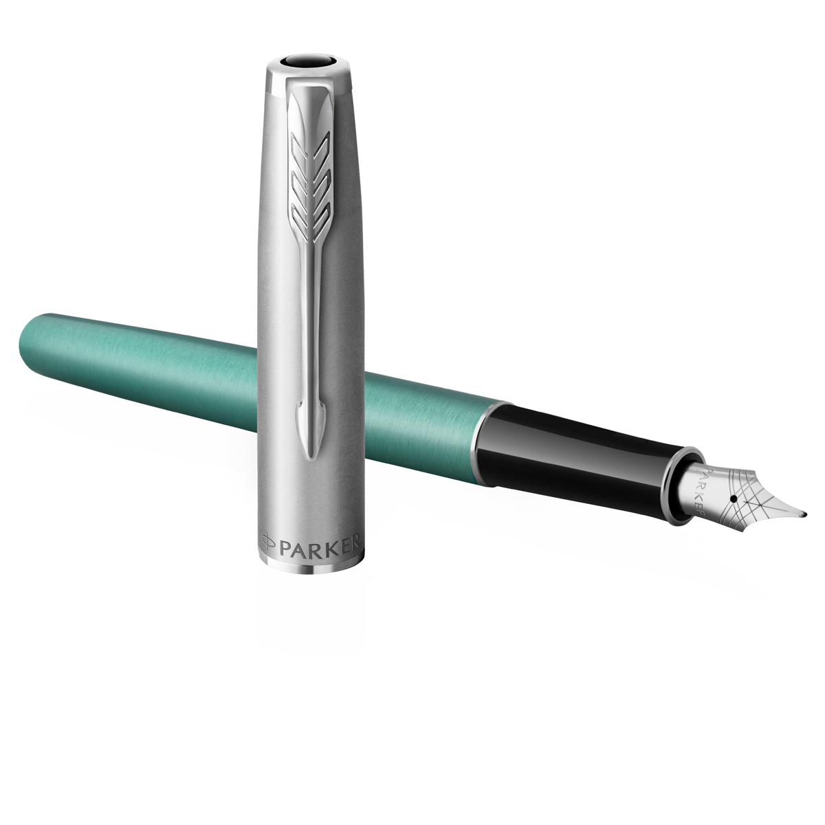 Ручка перьевая Parker "Sonnet Sand Blasted Metal&Green Lacquer" черная, 0,8мм, подарочная упаковка - фото 1