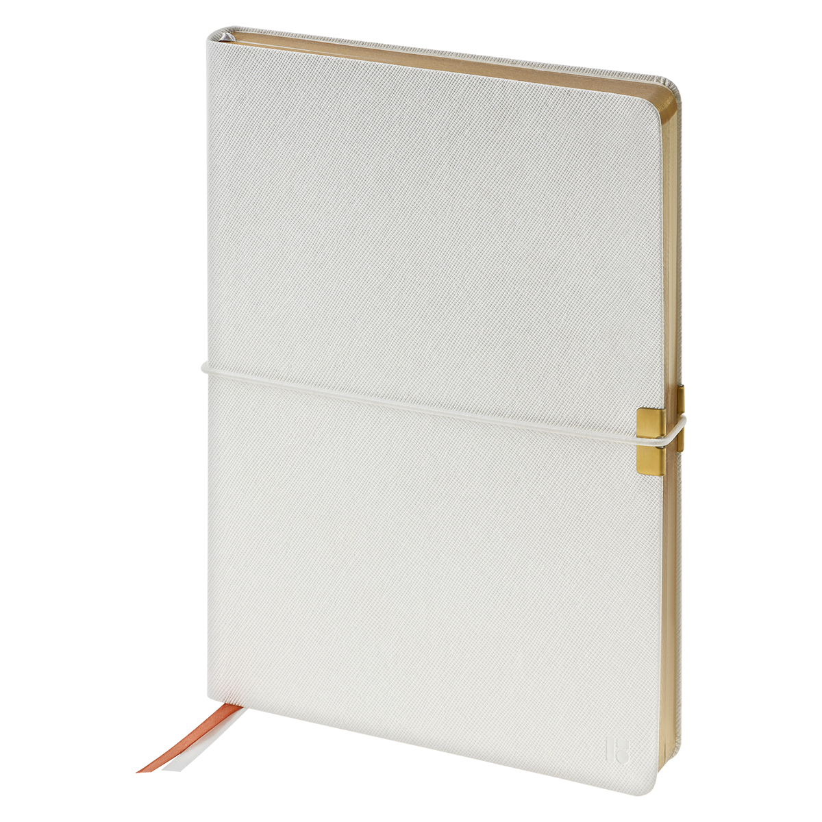 Ежедневник недатированный, А5, 136л., кожзам, Berlingo "Casual Gold", с резинкой, белый, золотой срез - фото 1