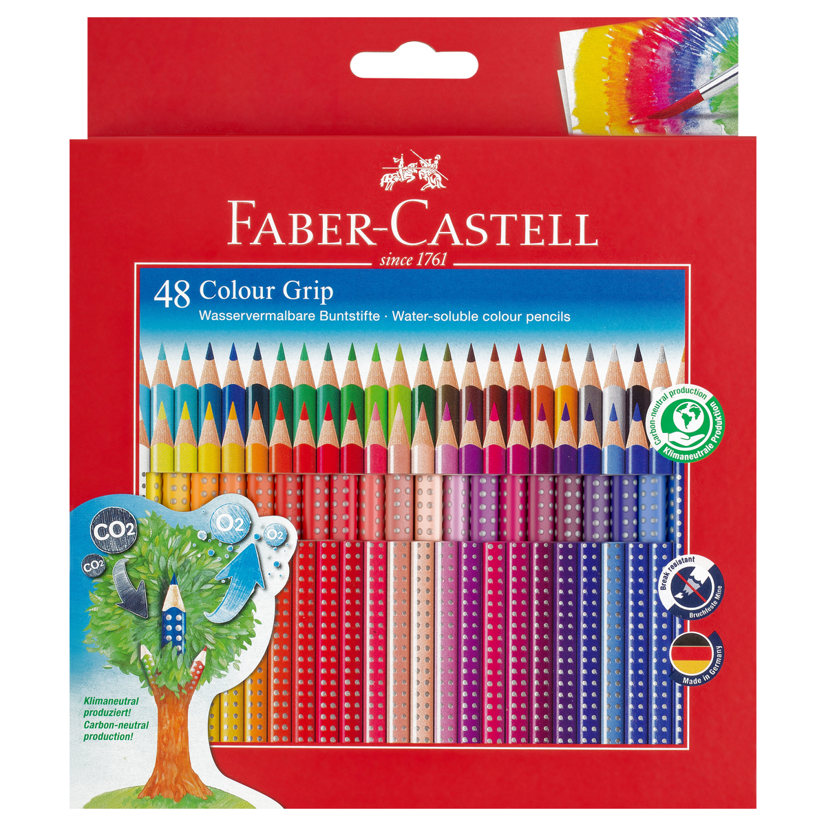 Карандаши цветные Faber-Castell "Grip", 48цв., трехгран., заточен., картон., европодвес - фото 1