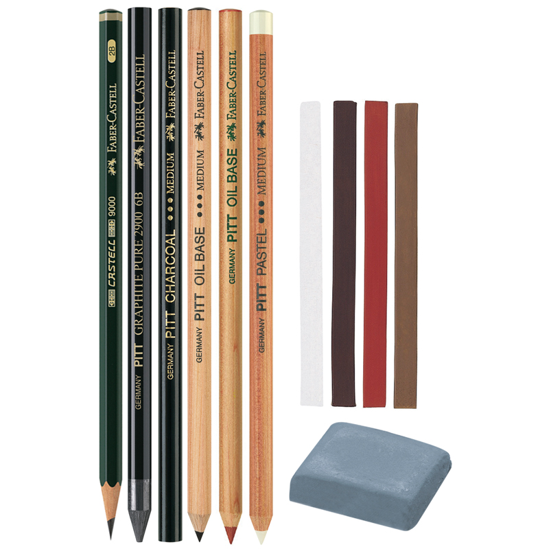 Набор художественных изделий Faber-Castell "Pitt Monochrome", 12 предметов, метал. коробка - фото 3