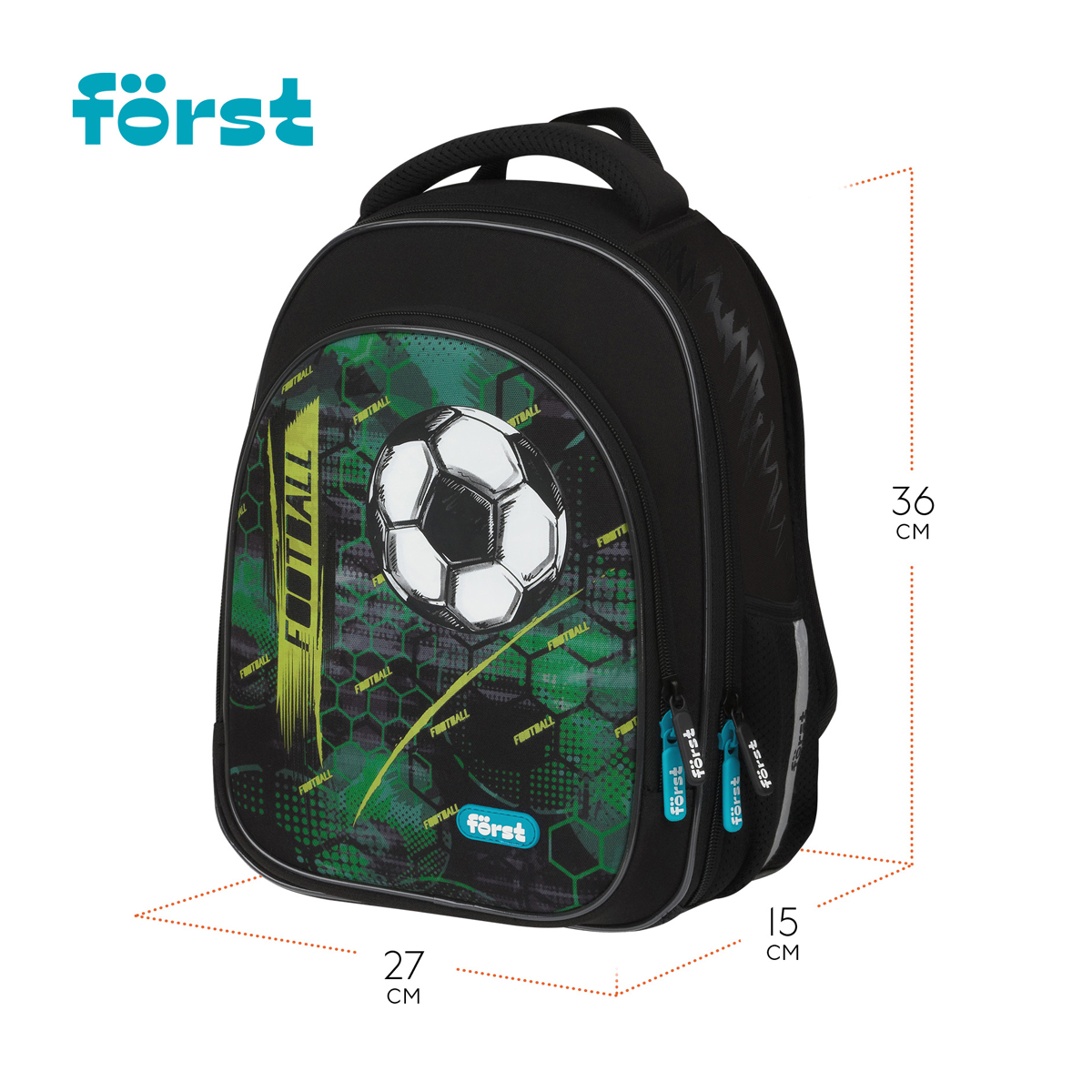 Ранец F?rst F-Light "Football team" 36*27*15см, 2 отделения, 2 кармана, анатомическая спинка - фото 2