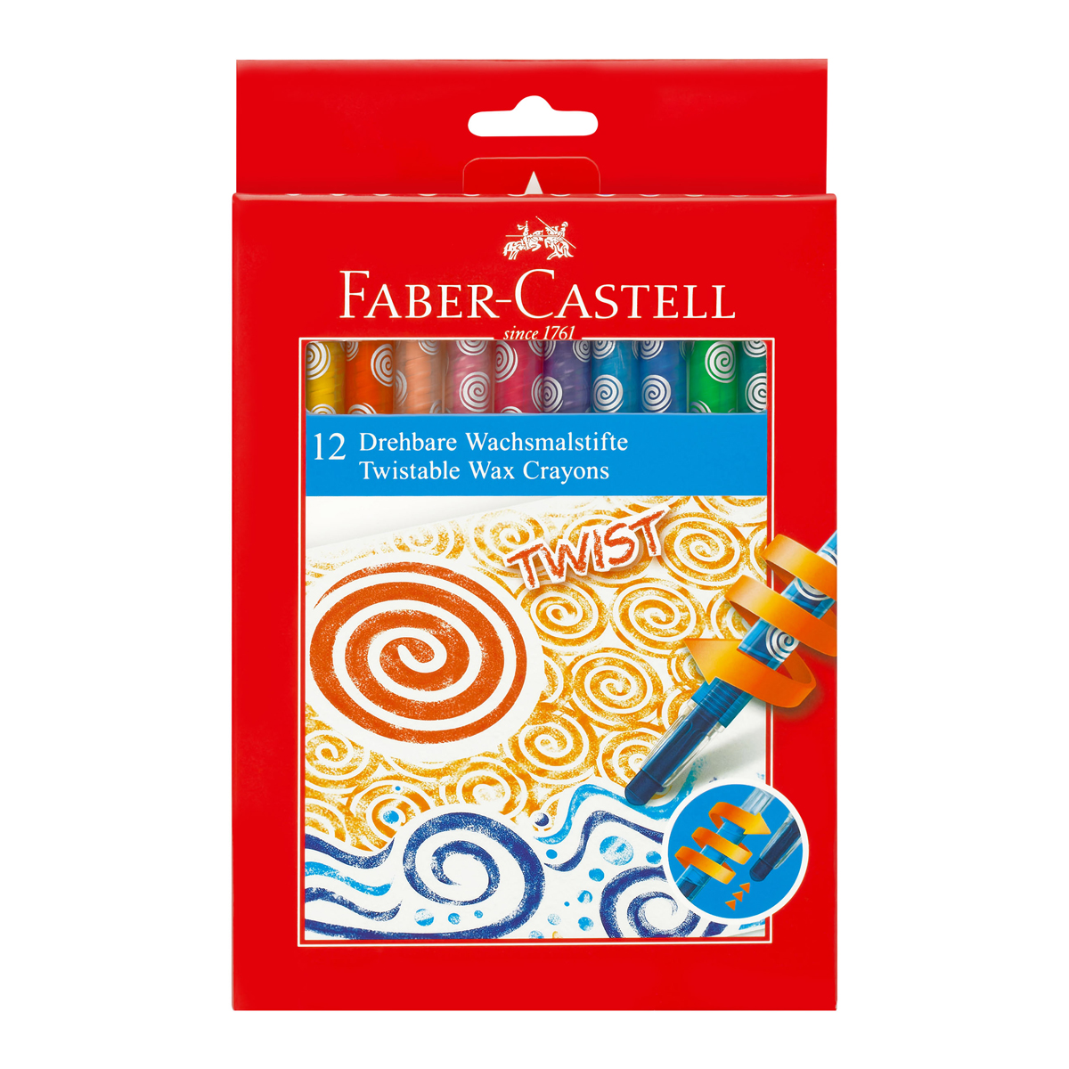 Карандаши восковые Faber-Castell, 12цв., выкручивающийся стержень, картон. упаковка, европодвес - фото 1