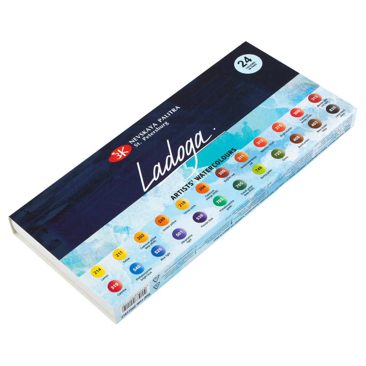 Акварель Ладога, художественная, 24цв., кюветы, картон - фото 1