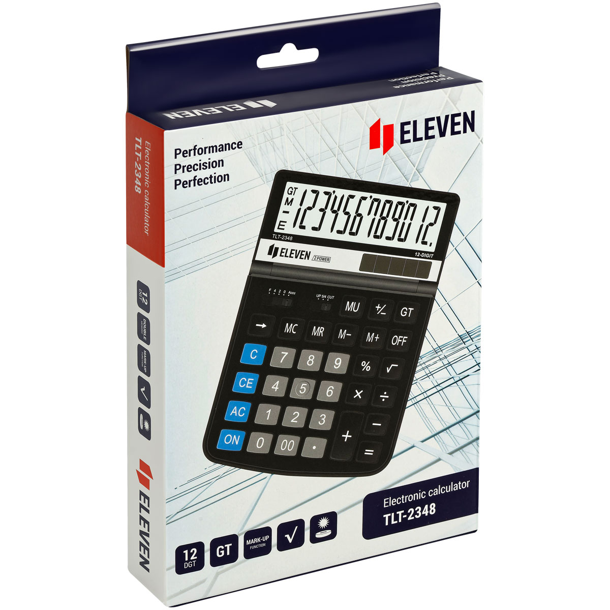 Калькулятор настольный Eleven TLT-2348, 12 разрядов, двойное питание, с регулируемым углом наклона дисплея, 140*197*26мм - фото 9