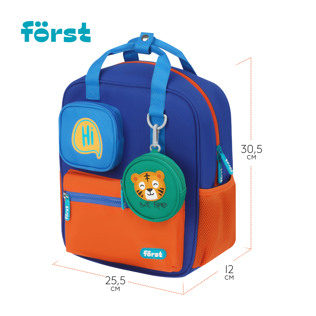 Рюкзак F?rst F-Kids "Hi, Tiger!" 30,5*25,5*12,5см, 1 отделение, 5 карманов, эргономичная спинка - фото 3