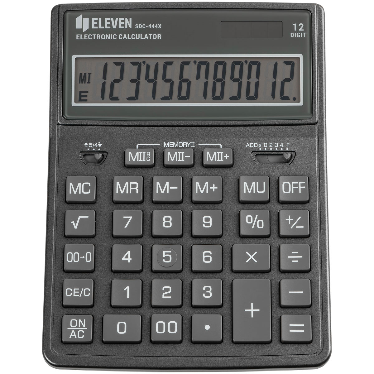 Калькулятор настольный Eleven SDC-444X-GR, 12 разрядов, двойное питание, 155*204*33мм, cерый - фото 2