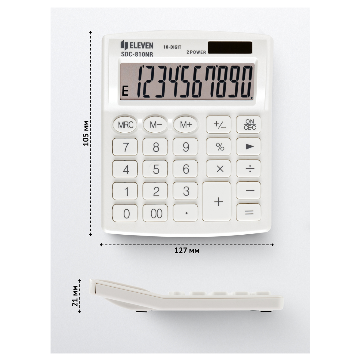 Калькулятор настольный Eleven SDC-810NR-WH, 10 разрядов, двойное питание, 127*105*21мм, белый - фото 4