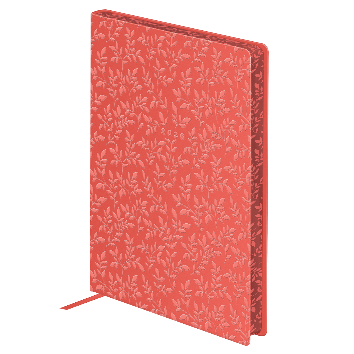 Ежедневник датированный 2026г., А5, 176л., мягкий переплет, кожзам, Greenwich Line "Flower. Coral", коралловый, цветной срез - фото 2