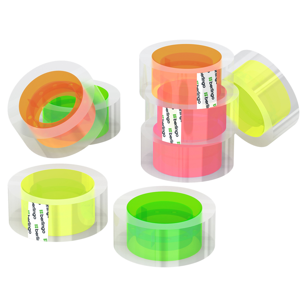 Клейкая лента 19мм*33м, Berlingo, кристально-прозрачная с неоновой втулкой - фото 1