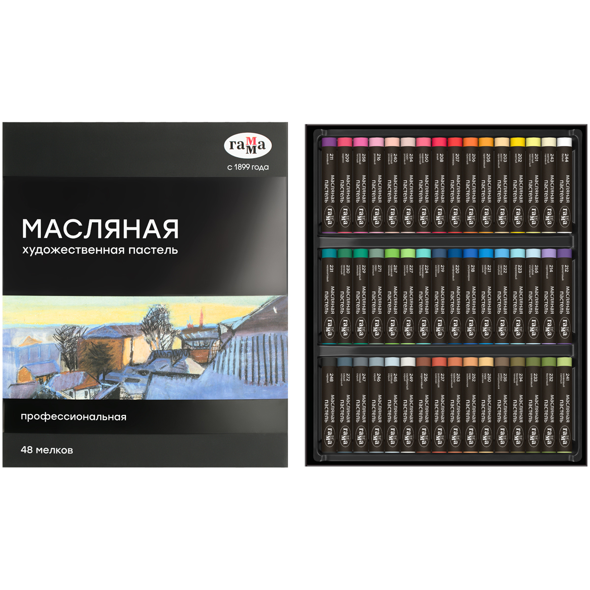 Пастель масляная Гамма, 48 цветов, картон. упаковка - фото 1