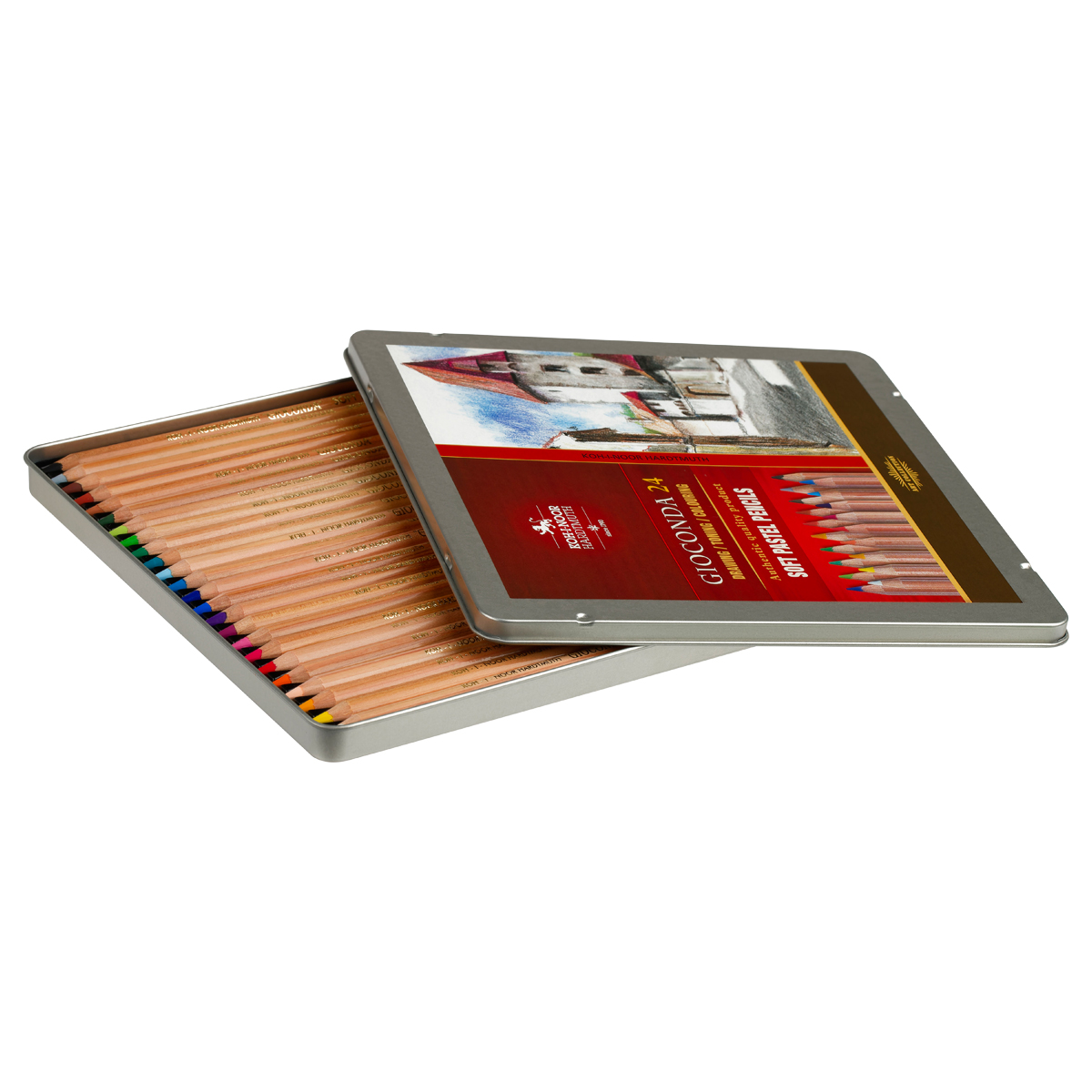 Карандаши цветные пастельные KOH-I-NOOR "Gioconda", 24 цвета, мягкие, металлическая коробка, 8828024001PL - фото 2