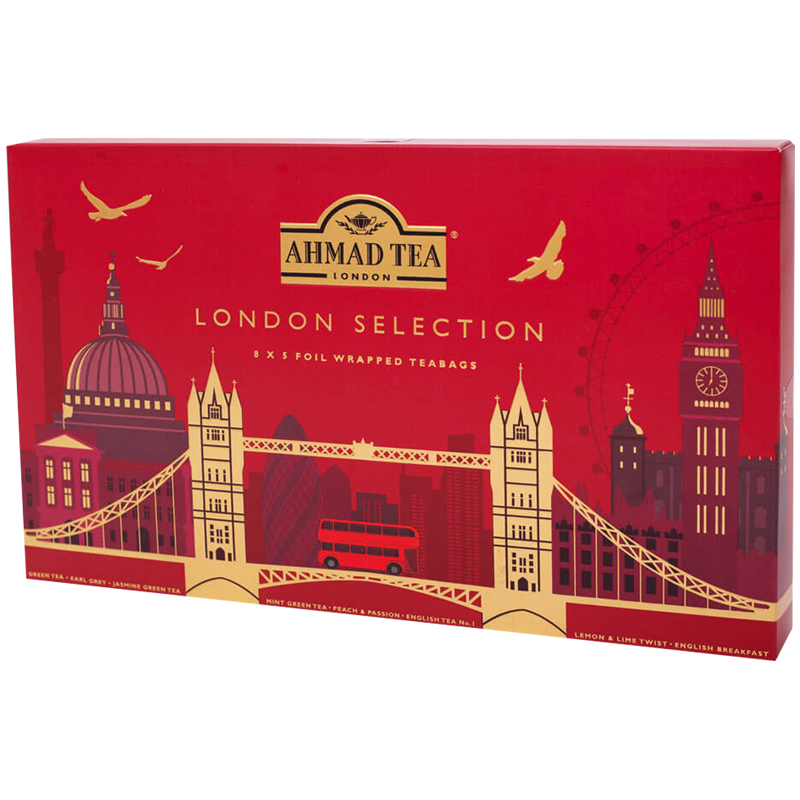 Подарочный набор чая Ahmad Tea "London Selection", 8 вкусов, 40 фольг. пак., карт. коробка - фото 1