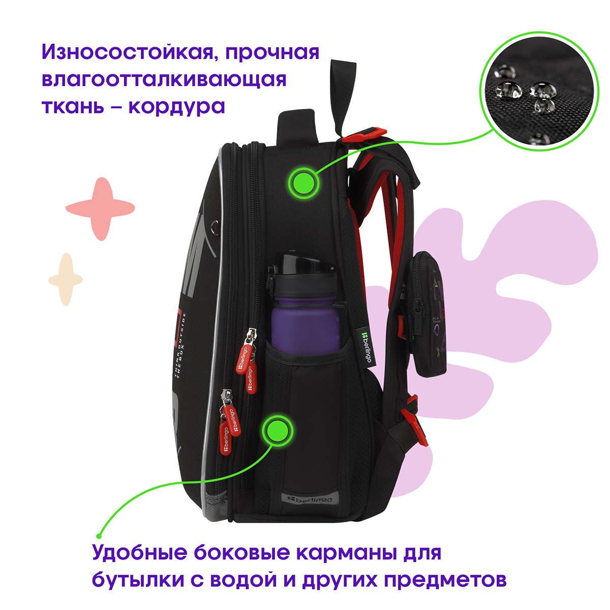 Ранец Berlingo Expert "Game on" 37*28*16см, 2 отделения, 2 кармана, анатомическая спинка - фото 4