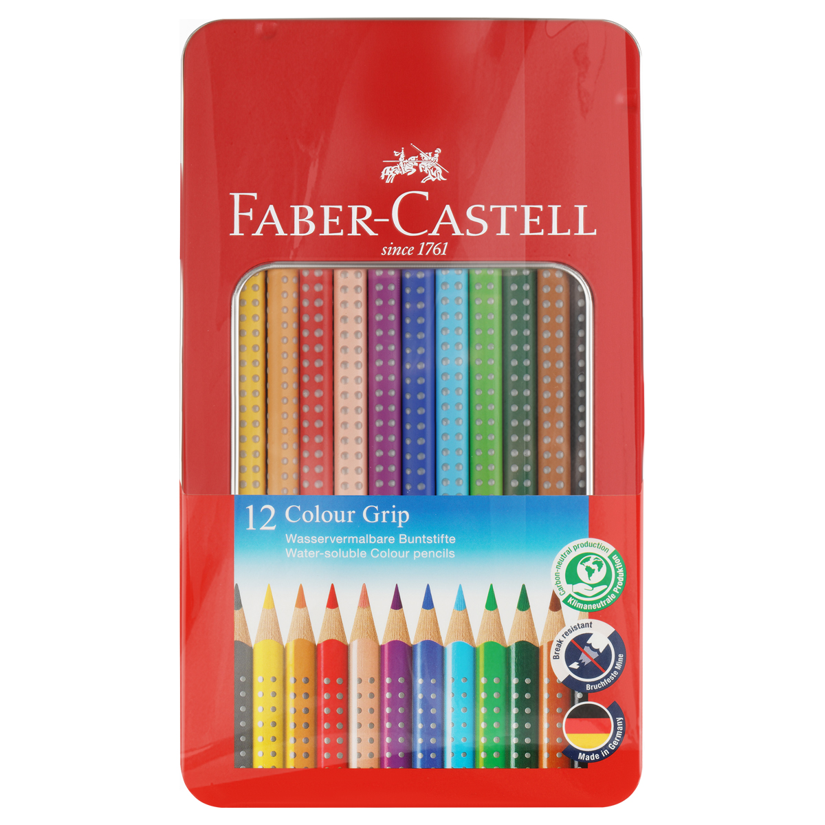 Карандаши цветные Faber-Castell "Grip", 12цв., трехгран., заточен., метал. кор. - фото 10