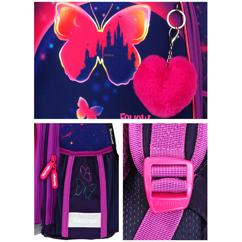 Ранец Berlingo Expert Max "Magic butterfly" 37*28*16см, 2 отделения, анатомическая спинка, дождевик в комплекте - фото 10