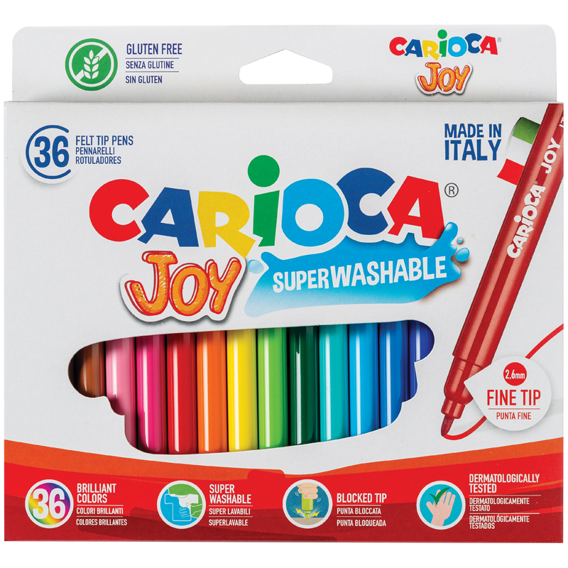 Фломастеры Carioca "Joy", 36цв., смываемые, картон, европодвес - фото 1