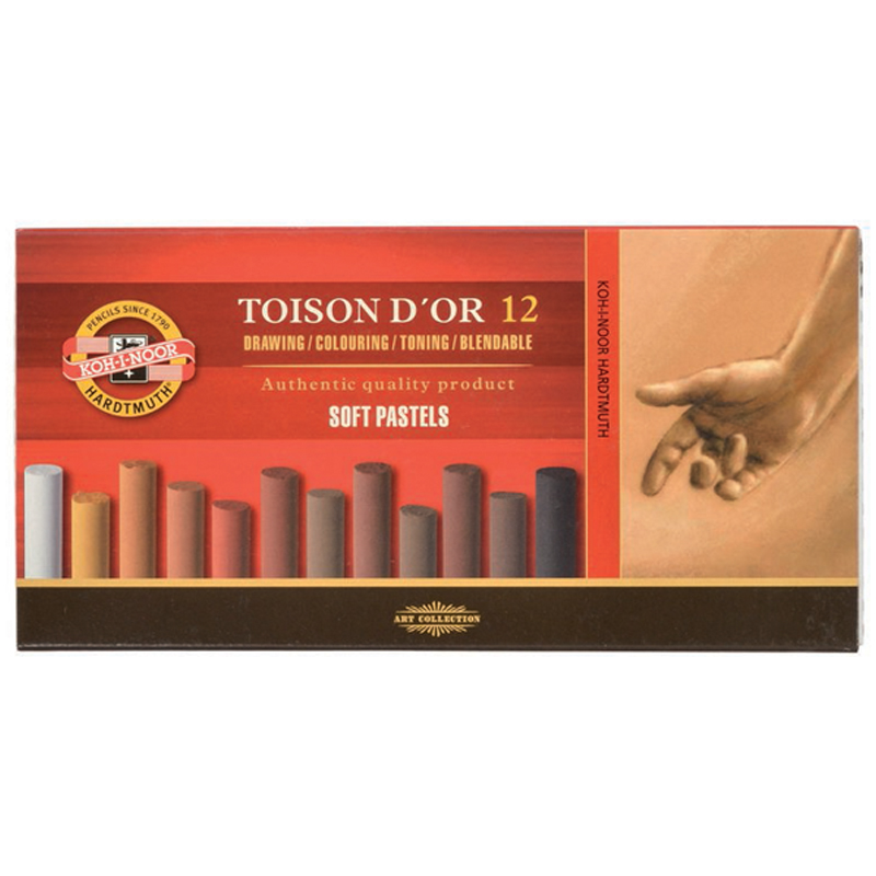 Пастель художественная Koh-I-Noor "Toison D`or Soft 8592 Brown line", 12 цветов, картон. упаковка - фото 1