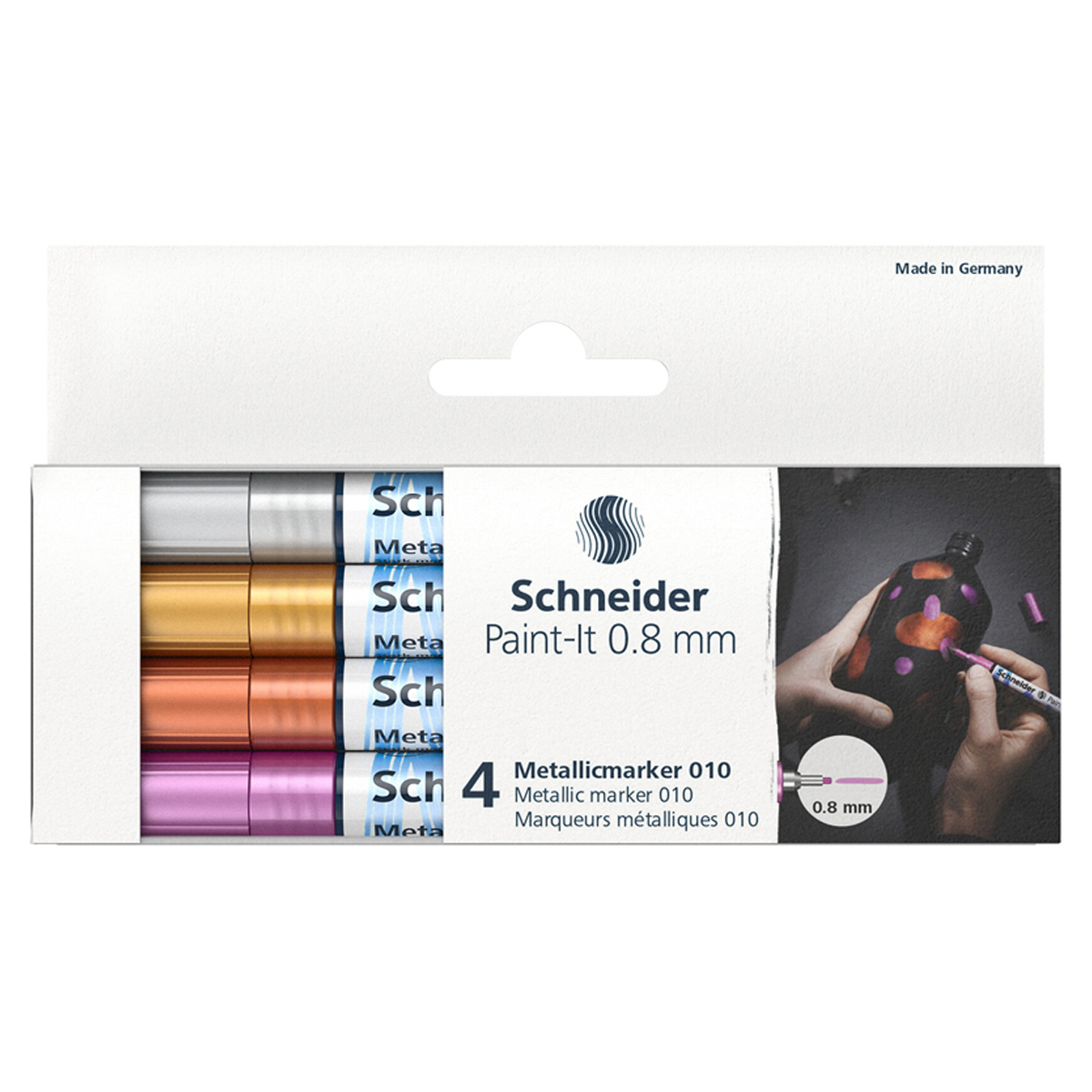 Набор маркеров для декорирования Schneider "Paint-It 010" 04цв., металлик, 0,8мм - фото 1