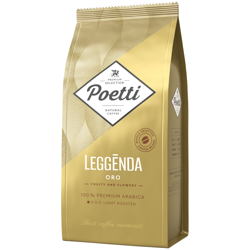 Кофе в зернах Poetti "Leggenda Oro", вакуумный пакет, 1кг - фото 1